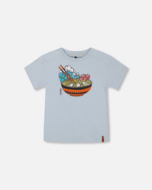 Deux Par Deux Little Boy's Short Sleeve Graphic Tee Blue And Ramen In Blue And Ramen