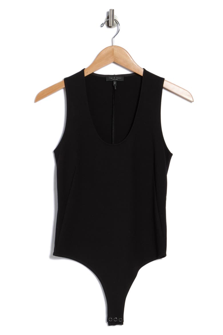 Irina U-Neck Ponte Bodysuit, Alternate, color, BLACK