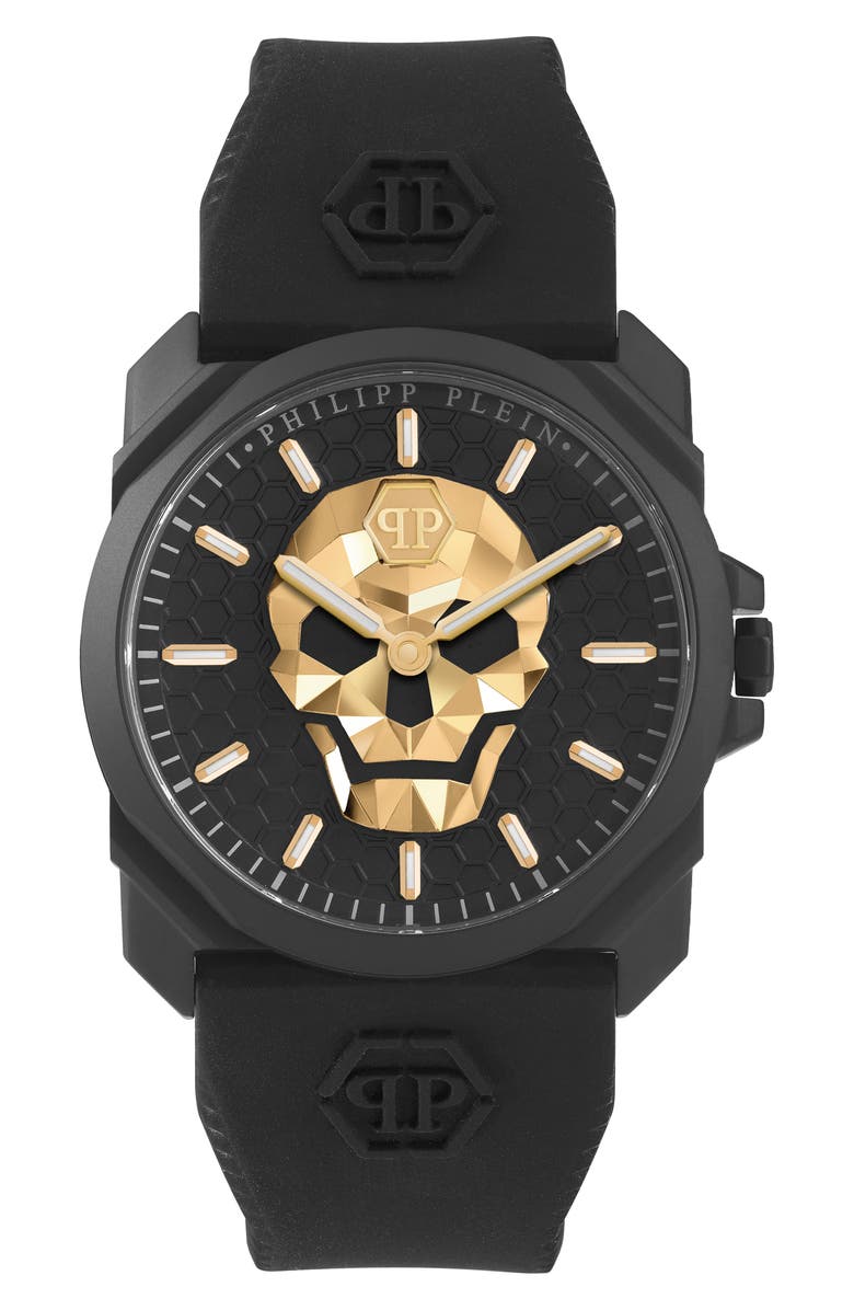 PHILIPP PLEIN The $kull Silicone Strap Watch, 44mm, Main, color, 