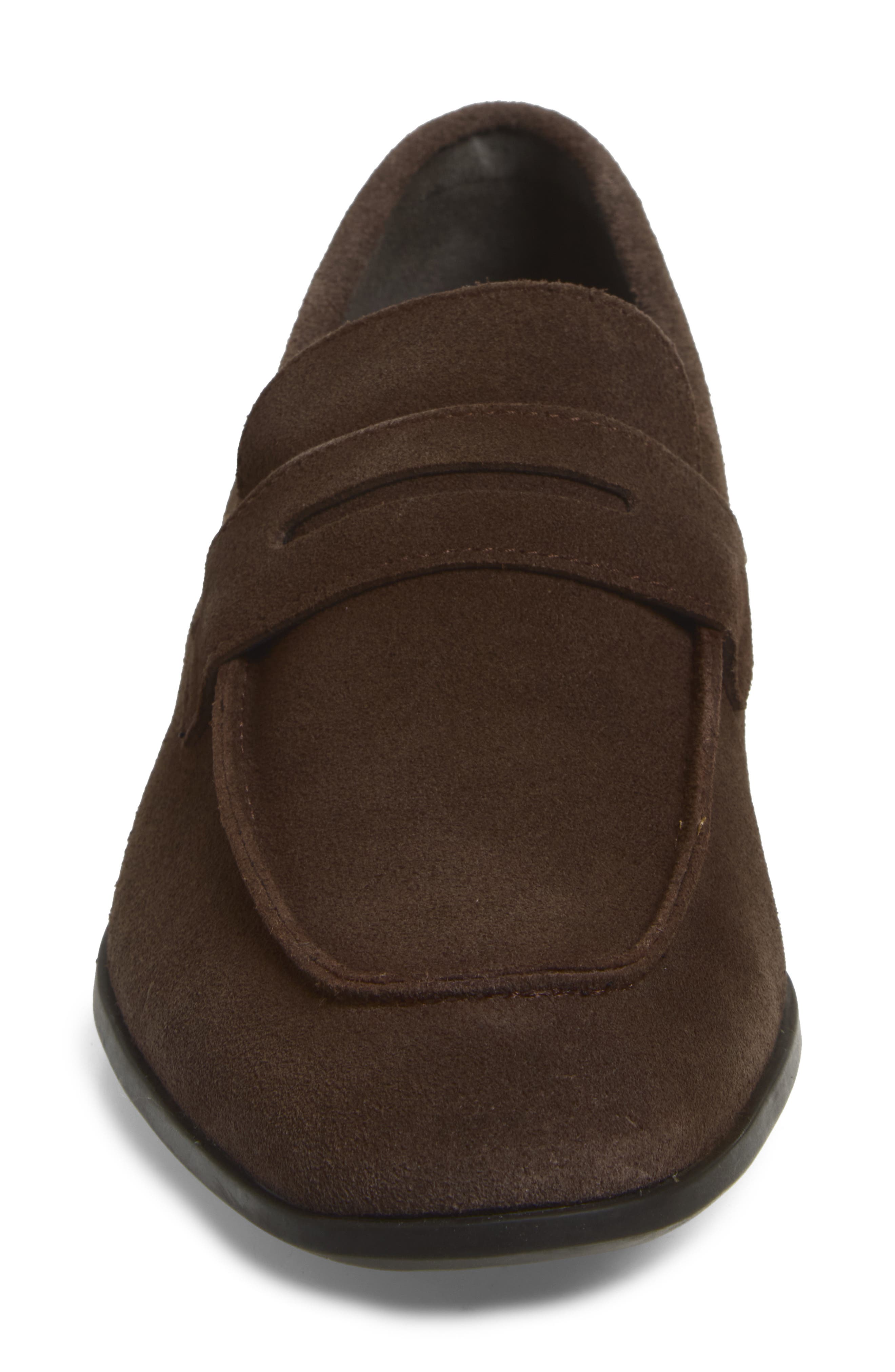 Varick Penny Loafer, Alternate, color, DARK BROWN
