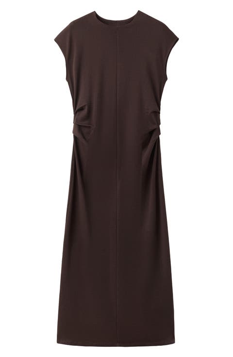 Pleated Dolman Sleeve Cotton Maternity Dress