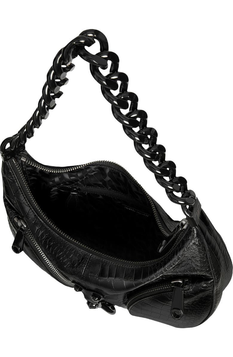 Rebecca Minkoff Julian Croissant Croc Embossed Leather Shoulder Bag, Alternate, color,