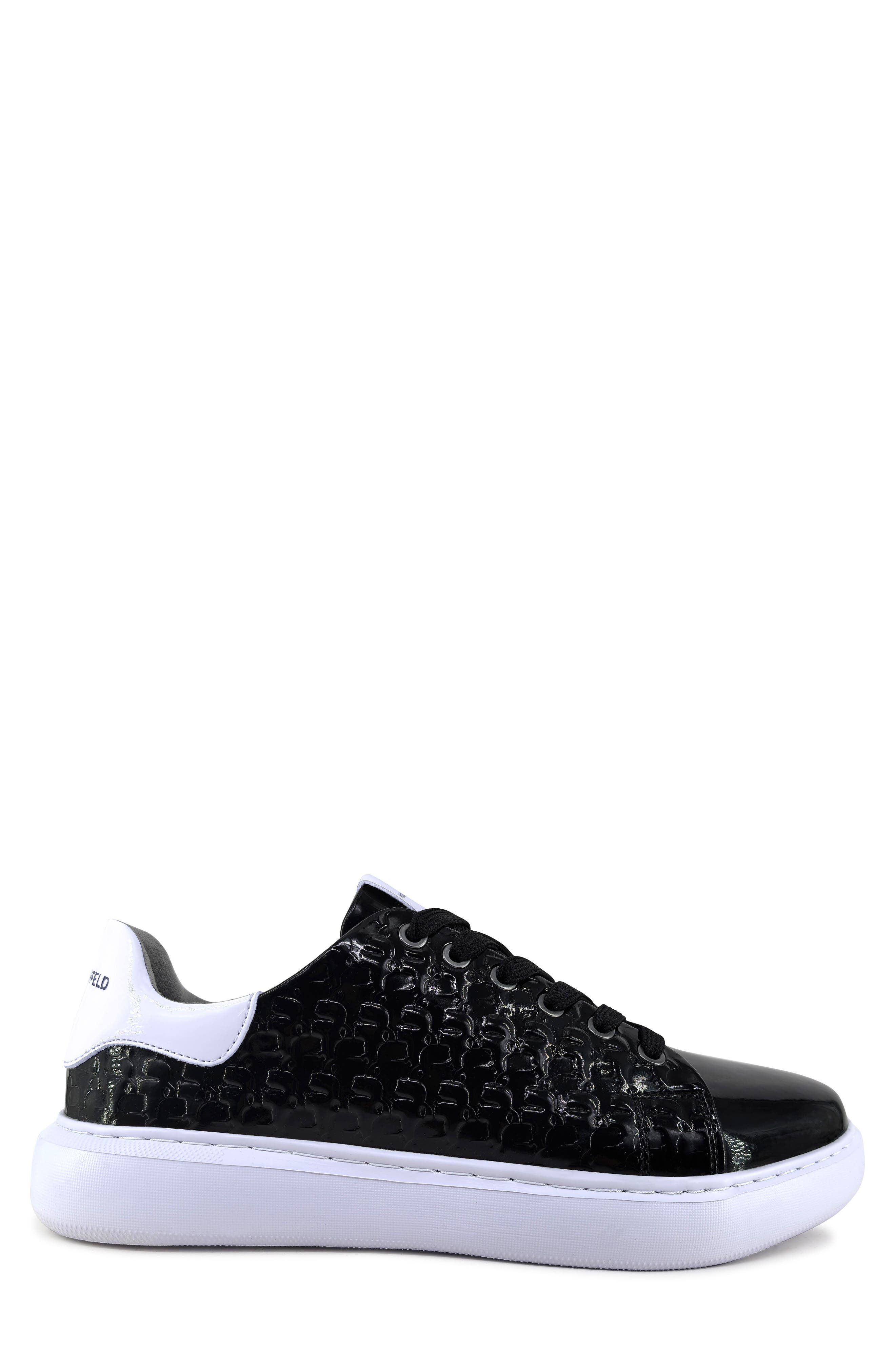 KARL LAGERFELD PARIS Pol Patent Emboss Low Top Sneaker, Alternate, color, Black