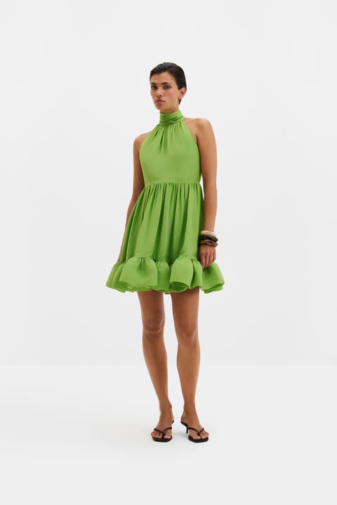 Fern Halterneck Ruffled Mini Dress