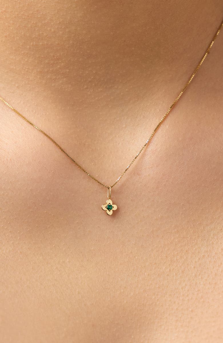 Ana Luisa Gold Pendant Necklace - Emerald Flower Charm Necklace, Alternate, color, Gold