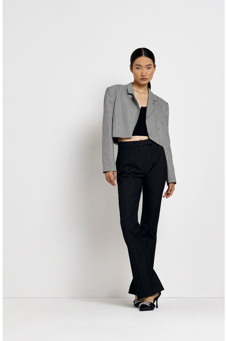 Houndstooth Check Crop Blazer, Alternate, color, BLACK