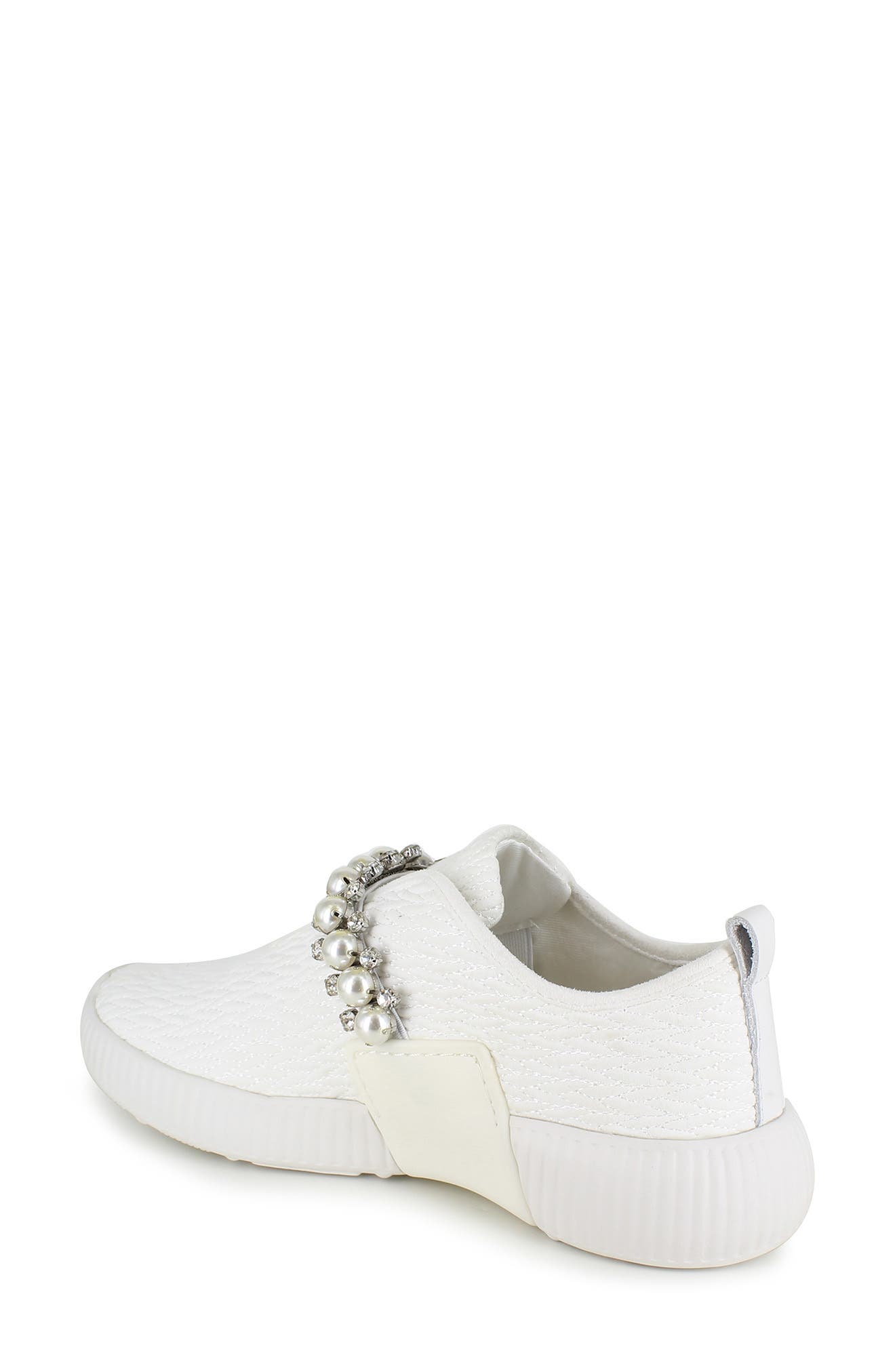 National Comfort Kenzey Embellished Slip-On Sneaker, Alternate, color, White Suede
