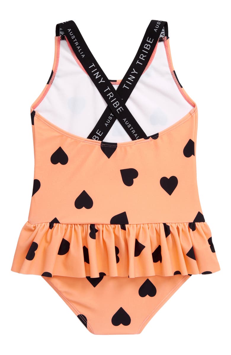 TINY TRIBE Heart Frill Skirted One-Piece Swimsuit, Alternate, color,