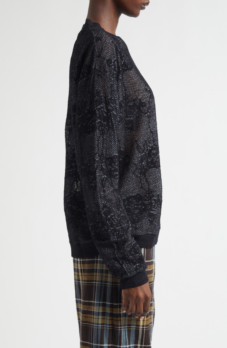 Collina Strada x Vitelli Plaid Crewneck Sweater, Alternate, color, Black Knit Lace