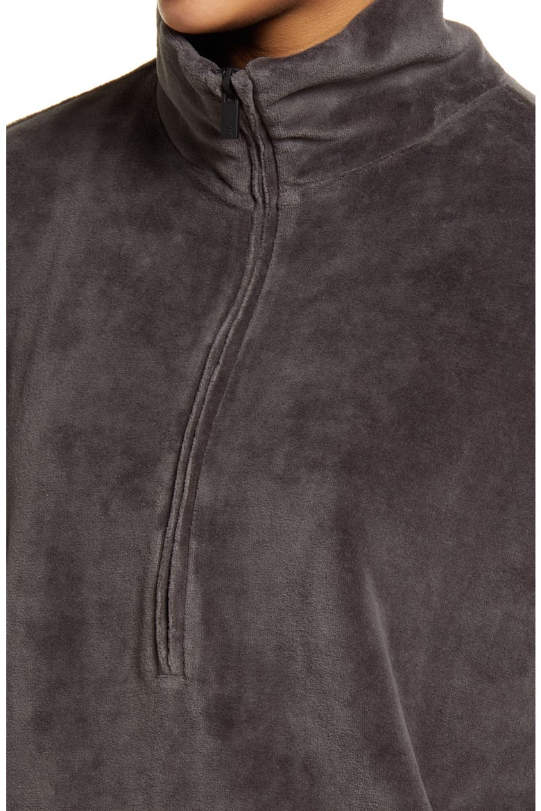 Velour Oversize Half Zip Pullover, Alternate, color, IRON