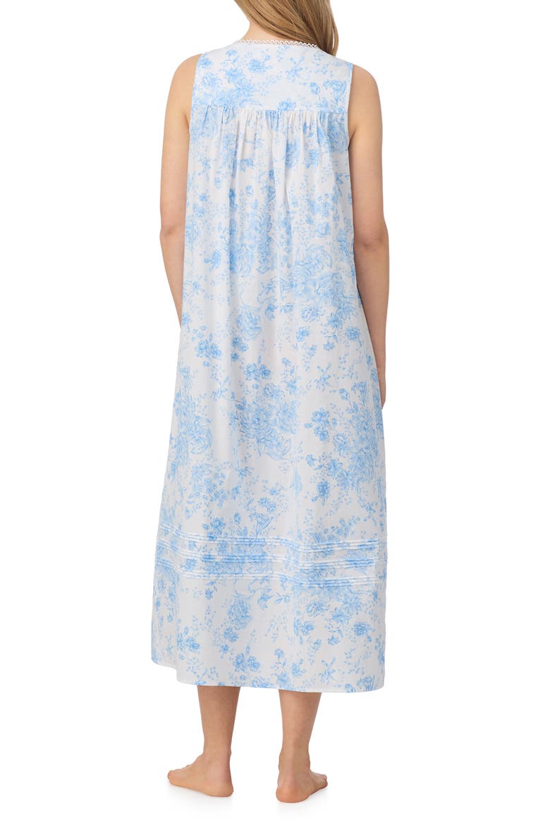 Sleeveless Cotton Lawn Ballet Nightgown, Alternate, color, WHITE/ BLUE FLOWER
