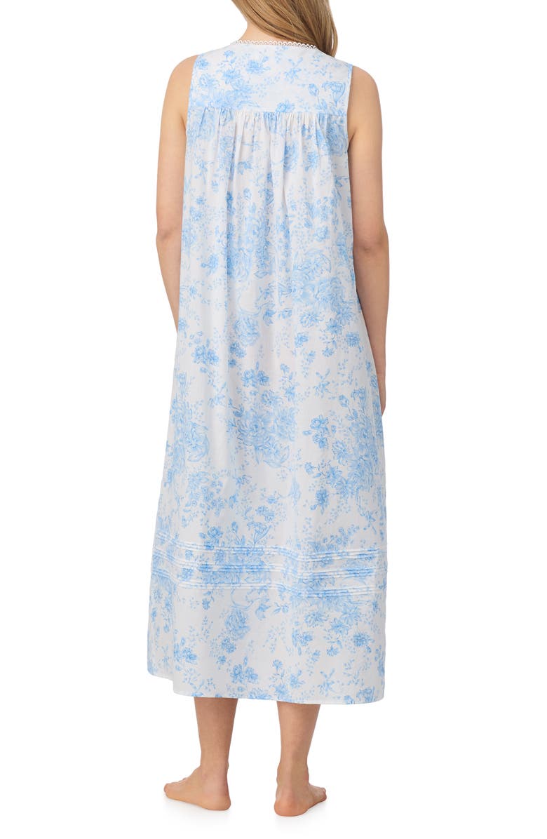 Eileen West Sleeveless Cotton Lawn Ballet Nightgown, Alternate, color, White/ Blue Flower