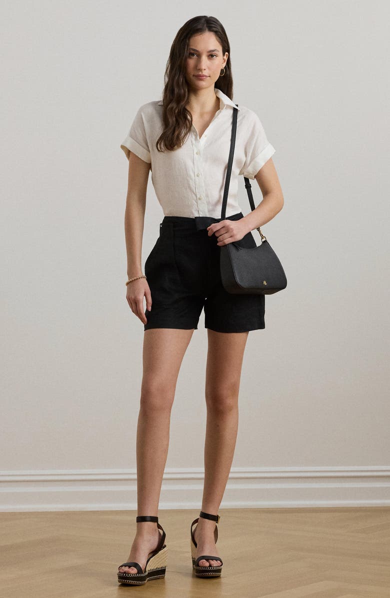 Lauren Ralph Lauren Short Sleeve Linen Button-Up Shirt, Alternate, color,