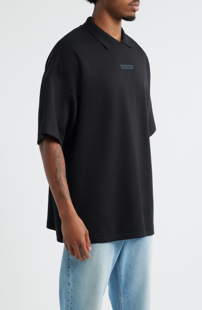 Fear of God Essentials '90's Fit Piqué Polo, Alternate, color, Jet Black