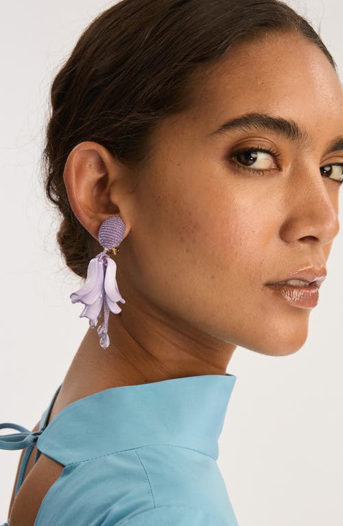 Oscar De La Renta Impatiens Petal Dangle Clip-on Earrings In Purple
