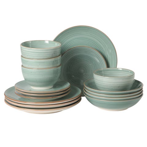 Stonebury 16-Piece Handpainted Stoneware Dinnerware Set