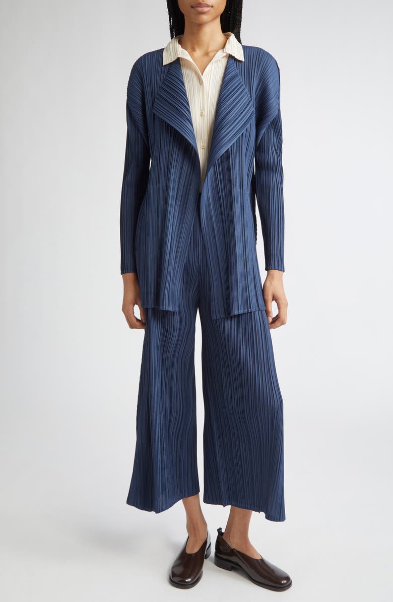 Pleats Please Issey Miyake Mellow Pleated Jacket, Alternate, color, Navy