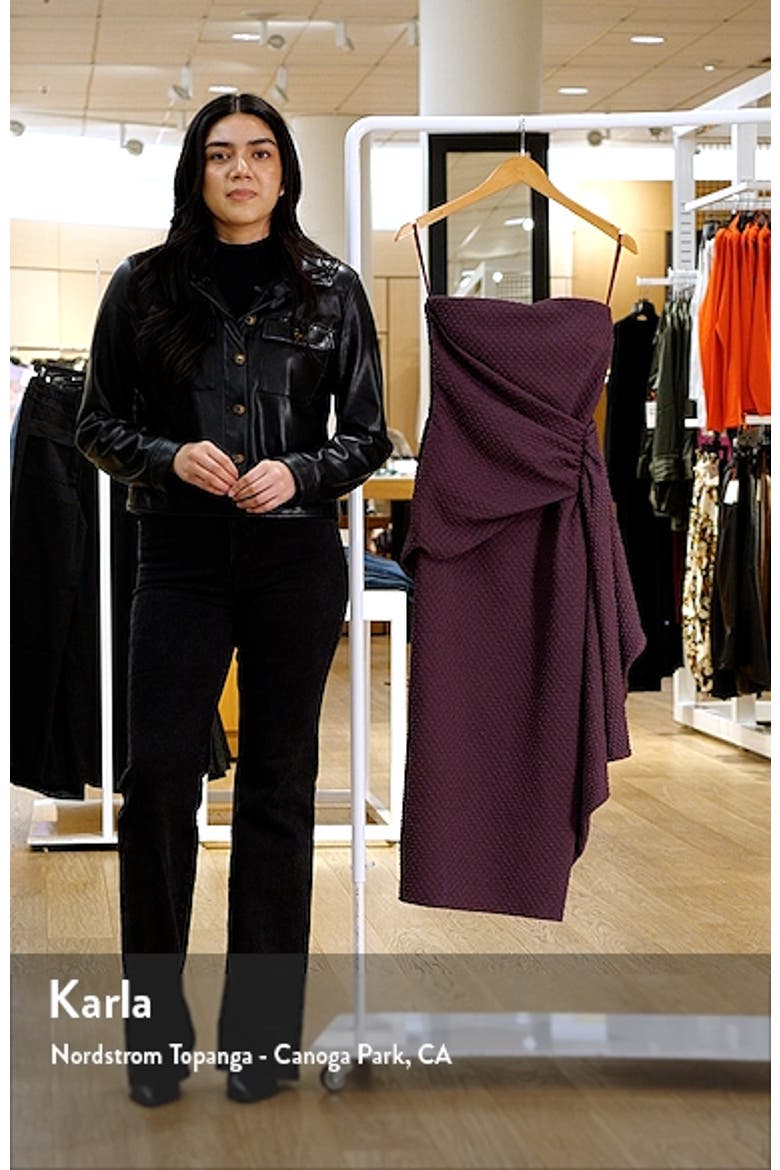 Airi Strapless Cloqué Faux Wrap Midi Dress video