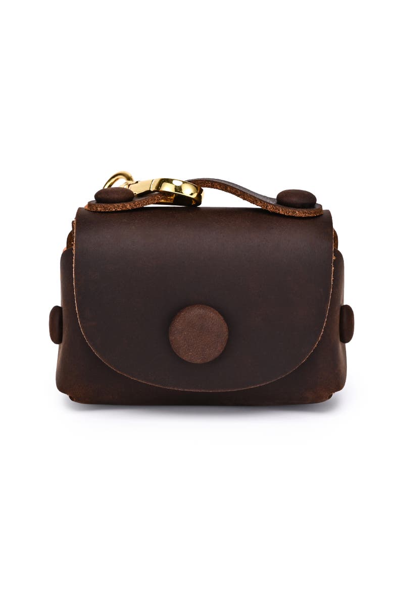 Satch Genuine Leather Mini Charm, Alternate, color, Dark Brown