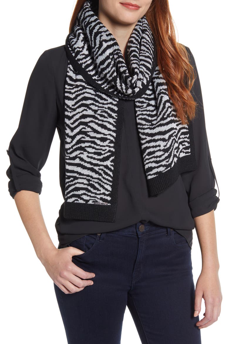 Metallic Tiger Scarf, Main, color, BLACK
