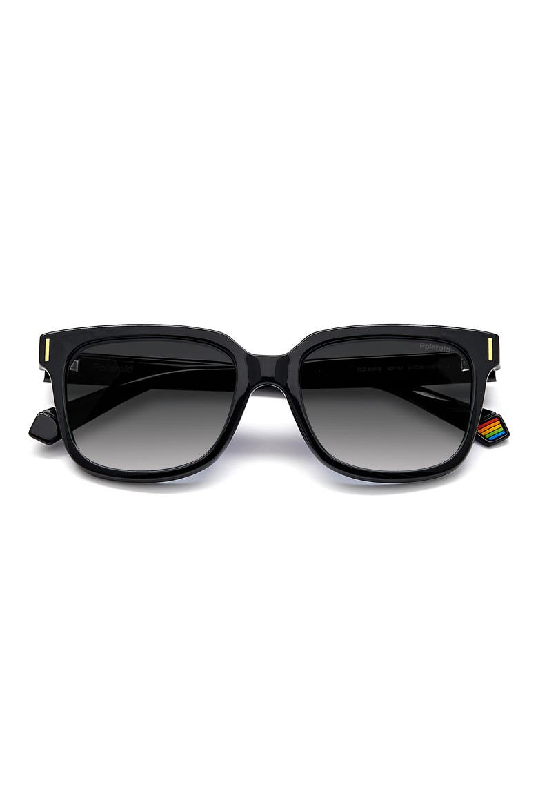 54mm Polarized Rectangular Sunglasses, Main, color, BLACK/ GRAY POLAR