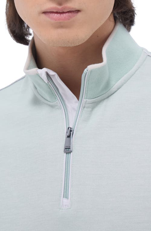 Bugatchi Quarter Zip Performance Pullover In Mint