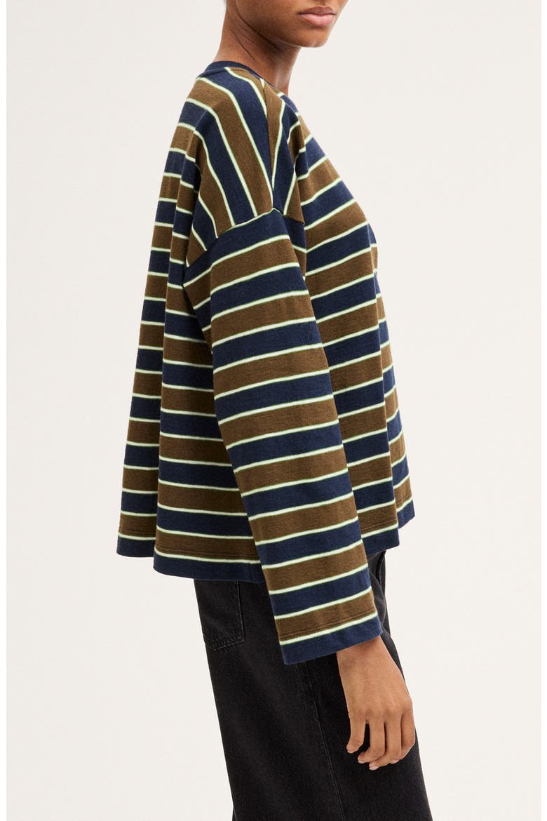 Easy Stripe Long Sleeve Top, Alternate, color, DARK OLIVE STRIPE