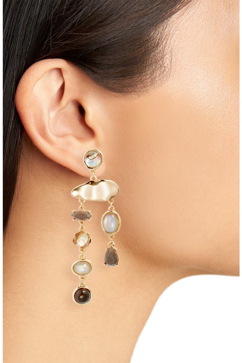 Mixed Chandelier Earrings, Alternate, color, BLUE MULTI- GOLD