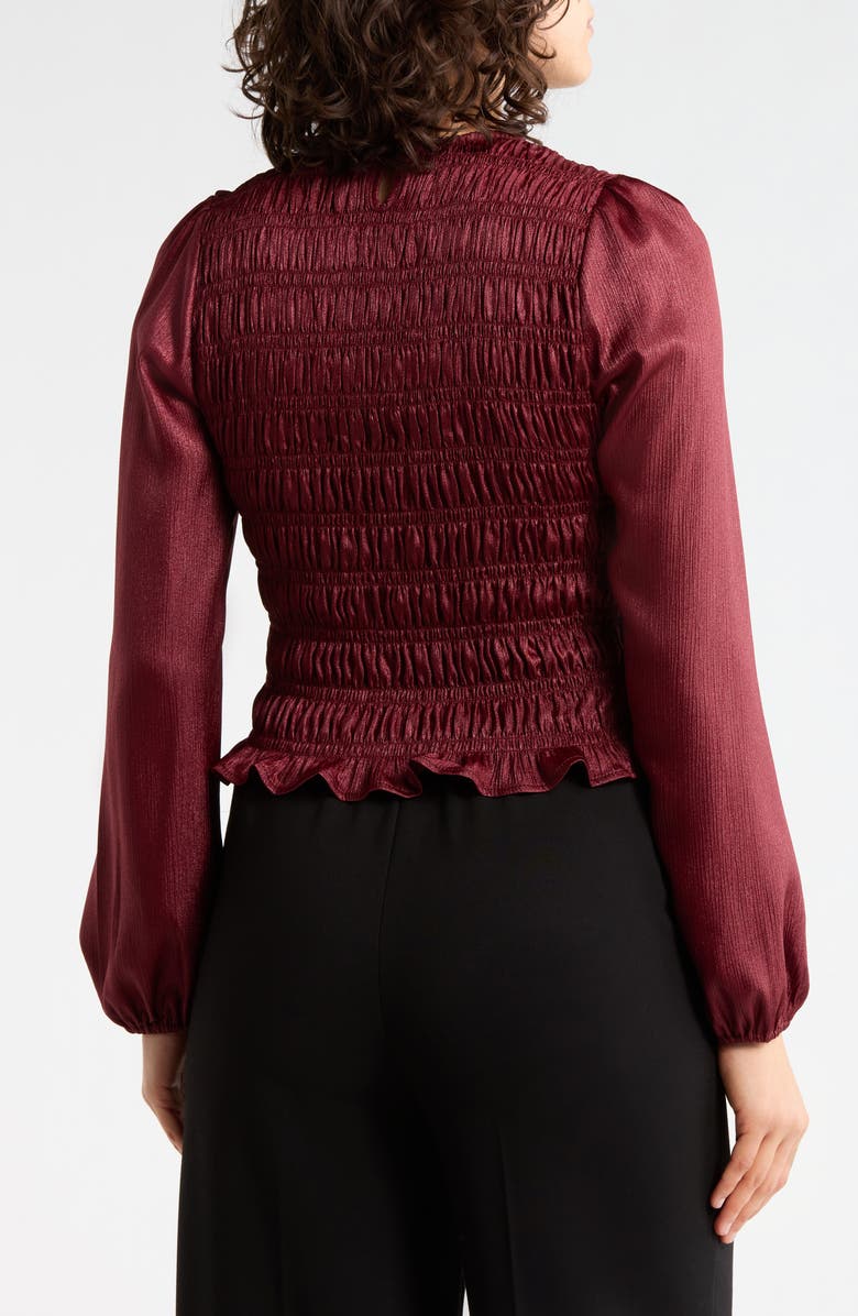 Elodie Smocked Ruffled Top, Alternate, color, Wine
