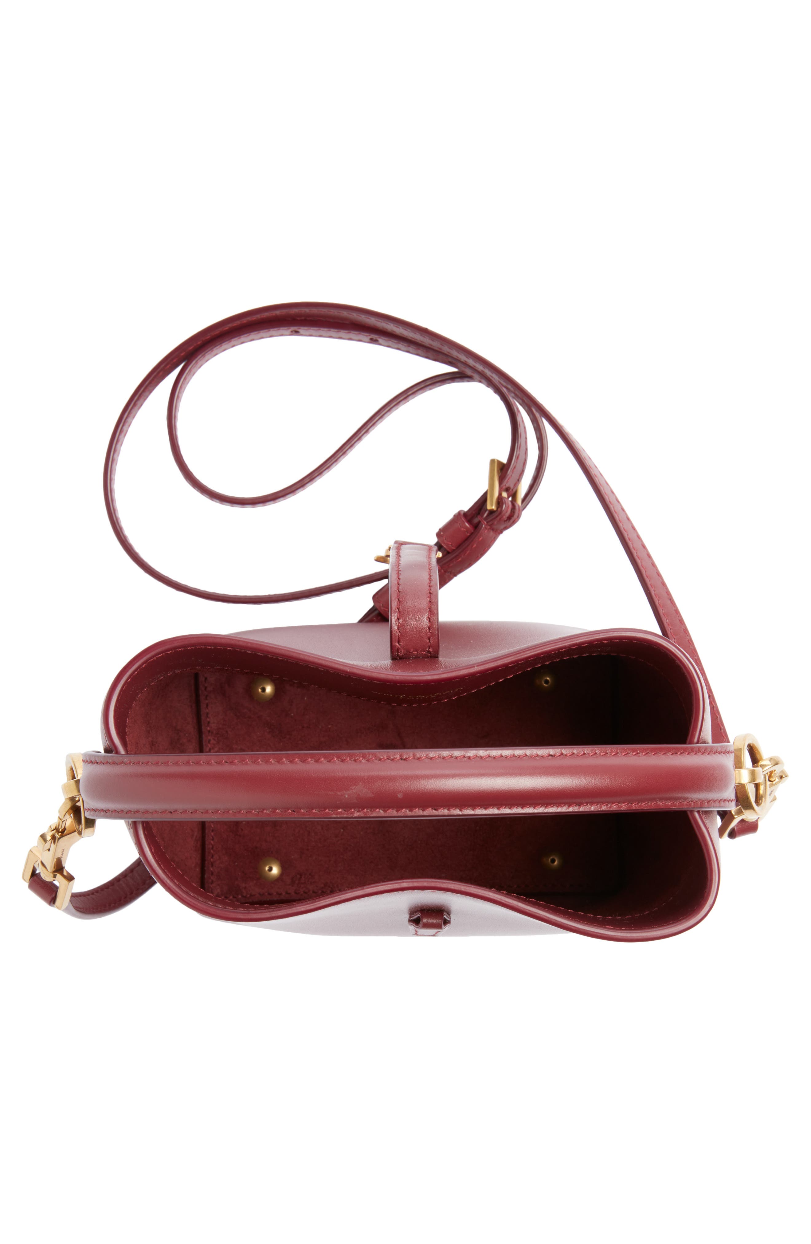 Saint Laurent Mini Le 37 Leather Bucket Bag, Alternate, color, New Dark Bordeaux
