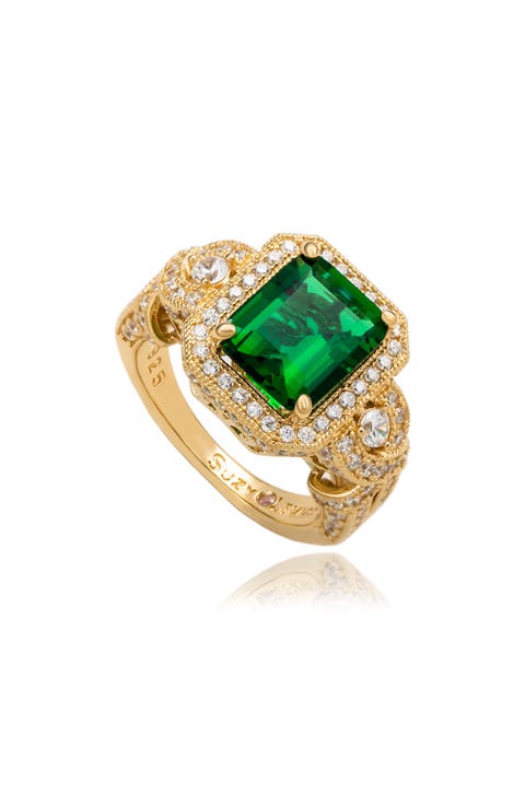 Emerald Cut Cubic Zirconia Halo Engagement Ring