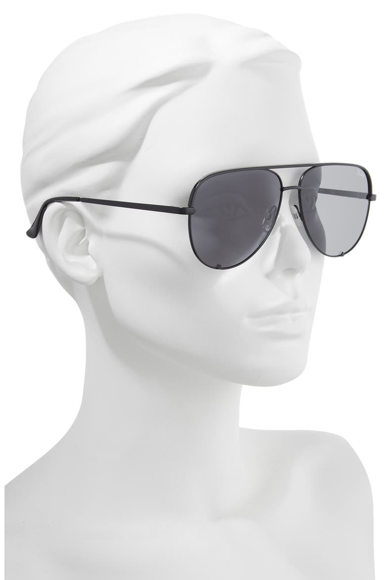High Key Mini 60mm Aviator Sunglasses, Alternate, color, BLACK/ SMOKE POLARIZED