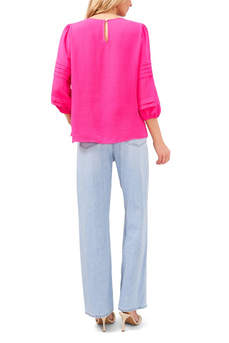 Pleated Sleeve Gauze Blouse, Alternate, color, HOT PINK