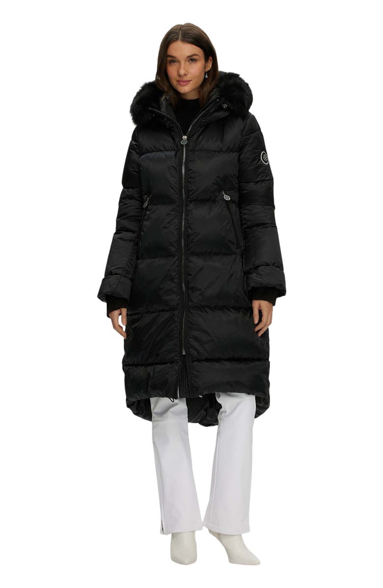 GORSKI Apres-Ski Long Coat With Detachable Trim, Main, color, Black/Black