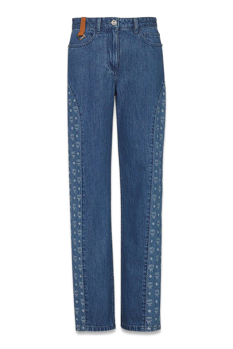 Monogram Jeans in Denim Jacquard, Alternate, color, Blue