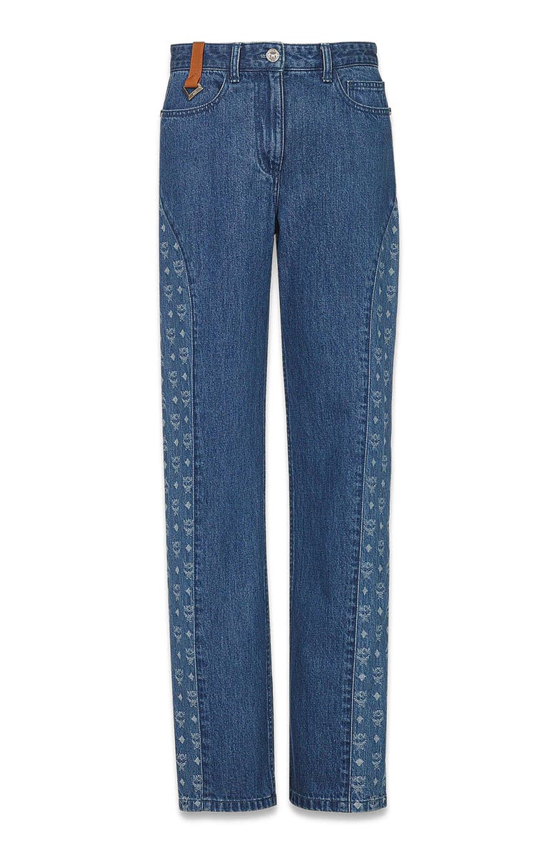 MCM Monogram Jeans in Denim Jacquard, Alternate, color, Blue
