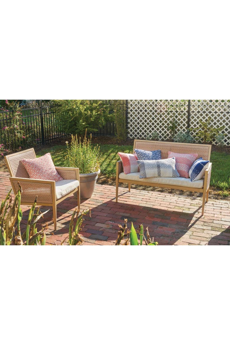 Pim Diamond Stripe Outdoor Throw Pillow, 18" x 18", Alternate, color, Blue