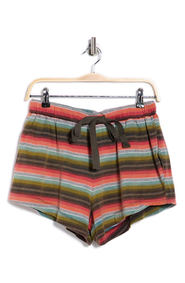 THE GREAT. The Bonfire Cotton French Terry Shorts, Main, color, Army Surf Stripe