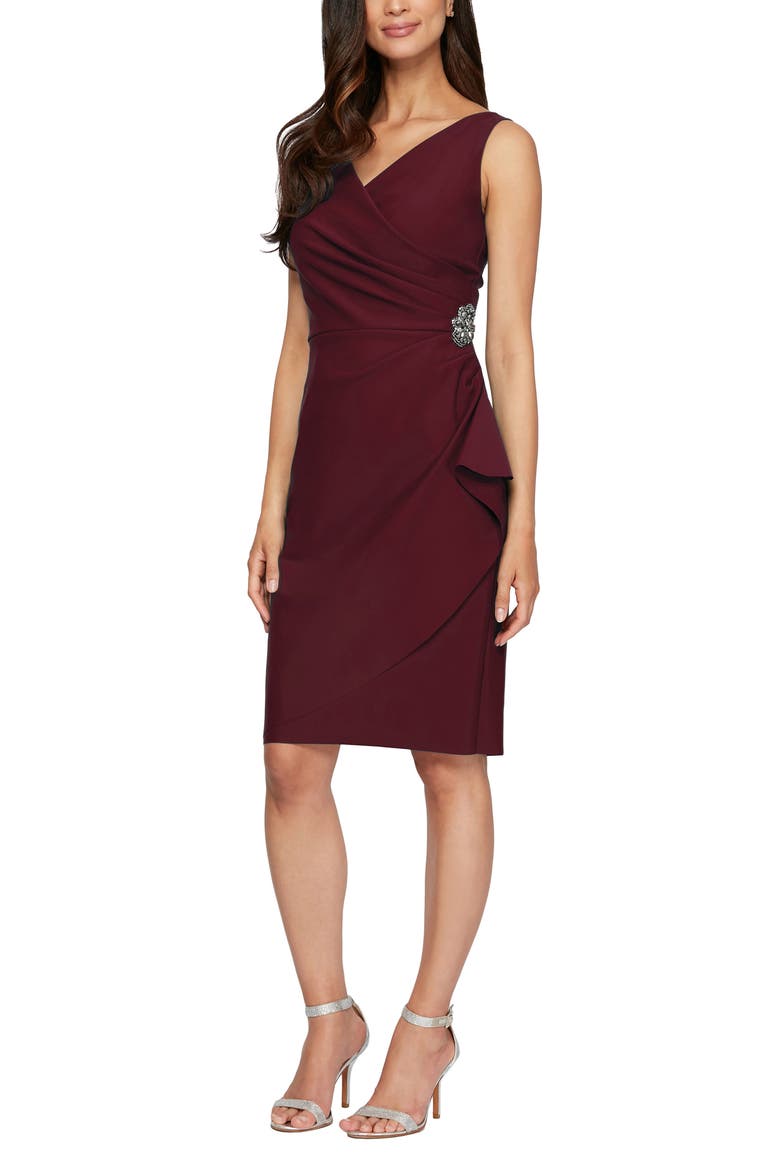 Contour Collection Side Ruched Cocktail Dress, Main, color, WINE