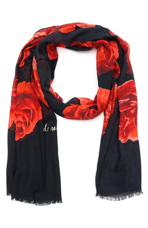 Kate Spade Women's Charming Rose Oblong Scarf In Planetary Navy
