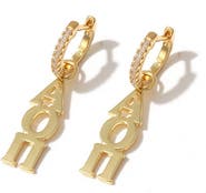 Color Shout Alpha Omicron Pi Greek Letter Huggie + Charm Earrings