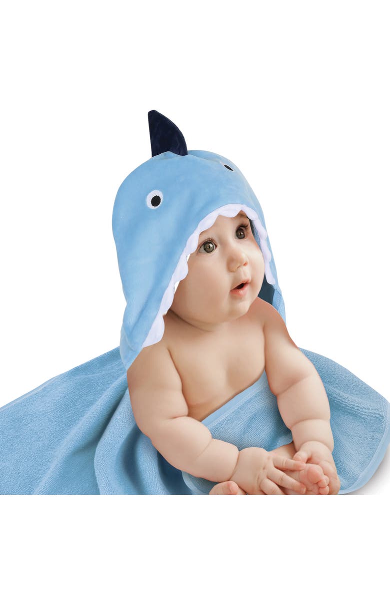 Lambs & Ivy Baby/Infant Luxury Cotton Terry Shark Hooded Bath Towel, Main, color, Blue