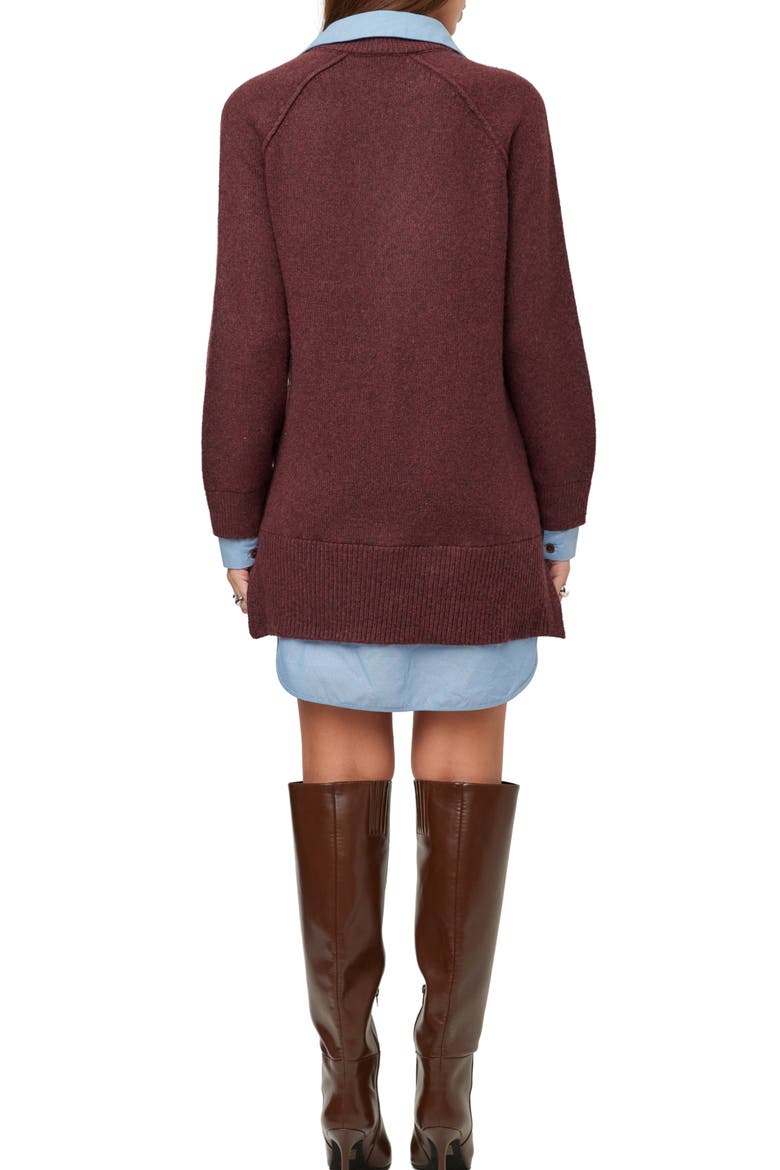 Carrie Mixed Media Dress, Alternate, color, MERLOT