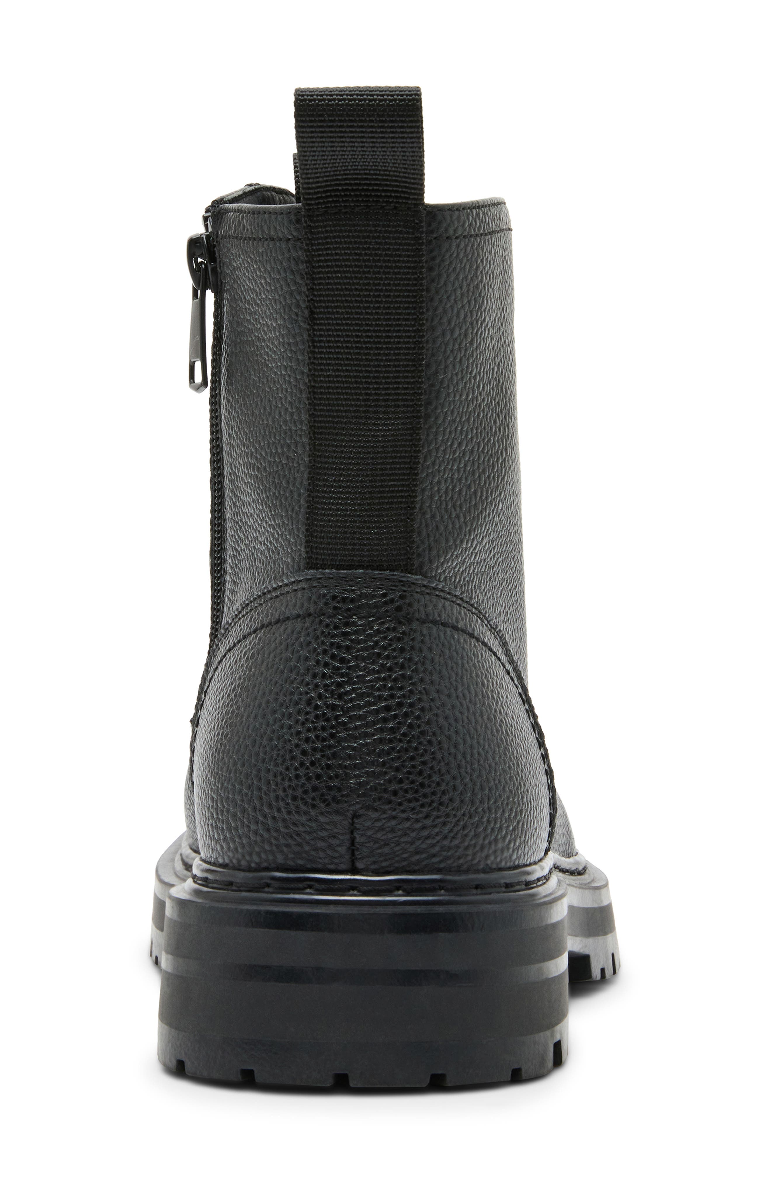 Nilles Faux Leather Combat Boot, Alternate, color, BLACK LEATHER PU