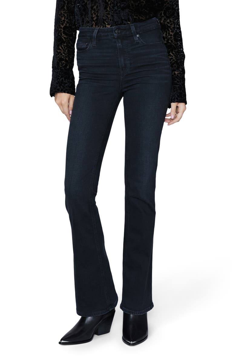 PAIGE Laurel Canyon High Waist Flare Leg Jeans, Main, color, Black Willow