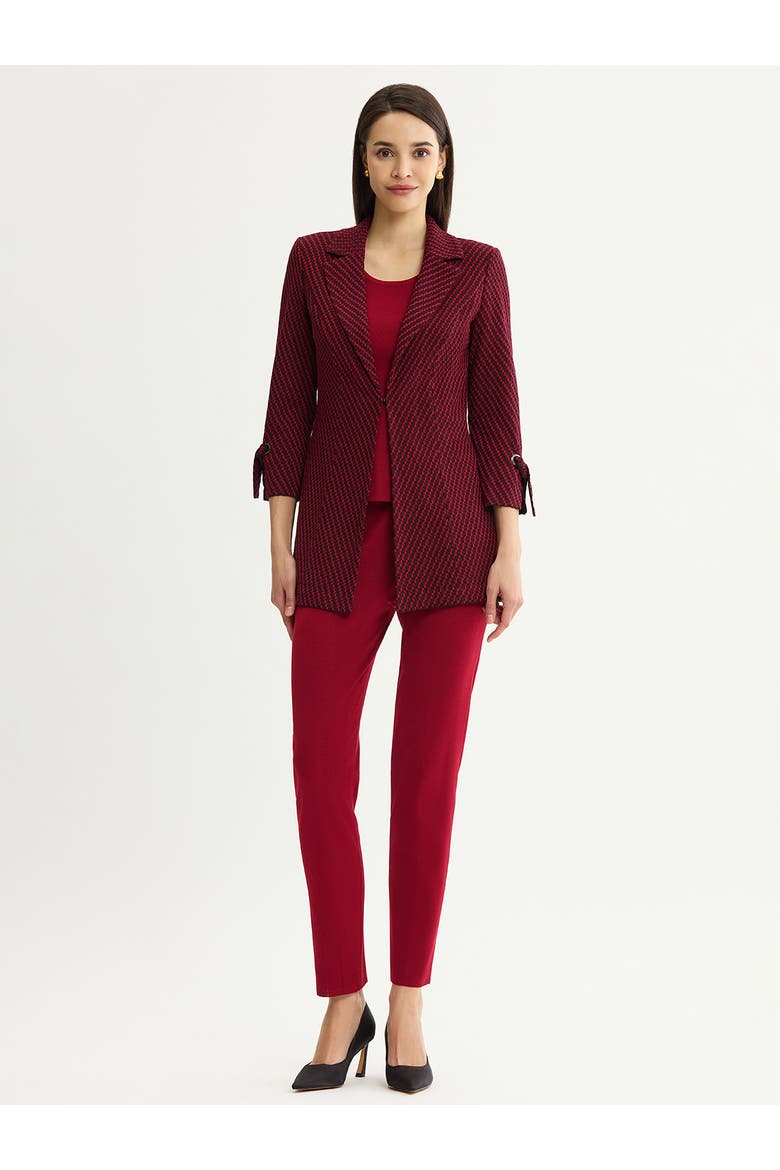 Tailored Tie Cuff Knit Jacket, Alternate, color, Scarlet Red/Black