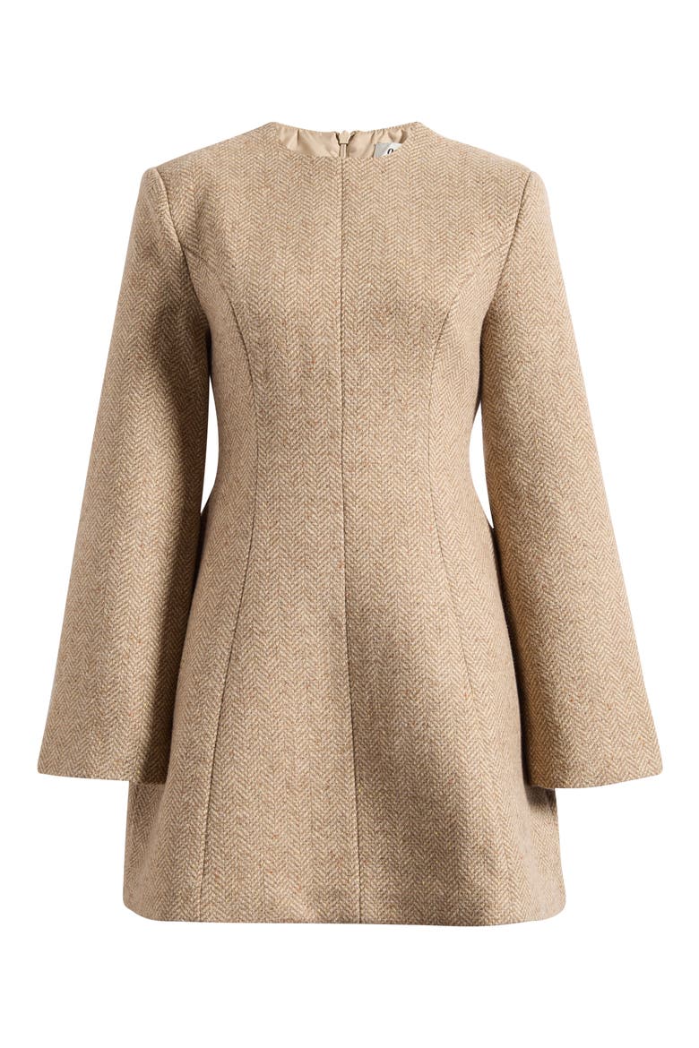 Wool Blend Herringbone Minidress, Alternate, color, BROWN