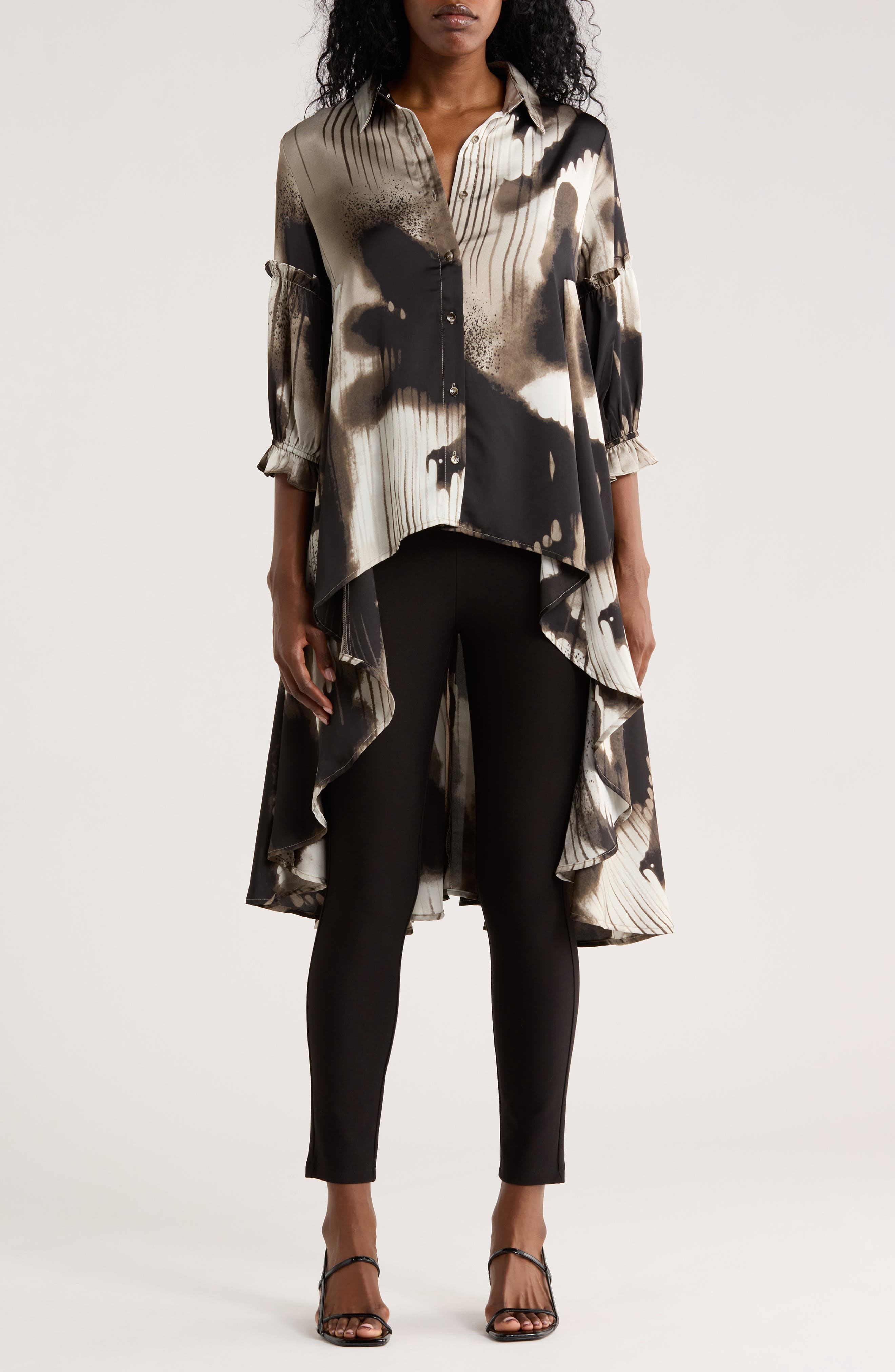 PATRIZIA LUCA Three-Quarter Sleeve High-Low Top