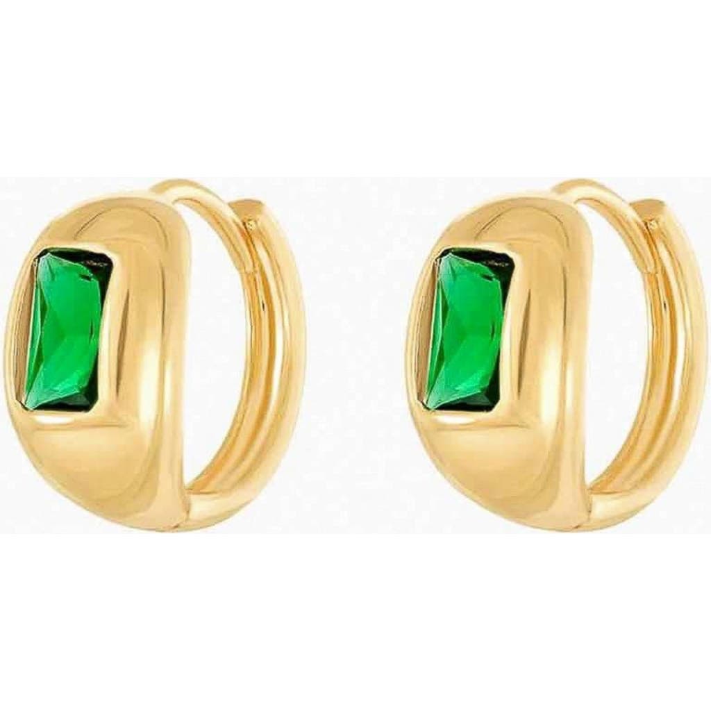 Bearfruit Jewelry Sterling Silver 18k Gold Plated Lois Emerald Huggies In Gold