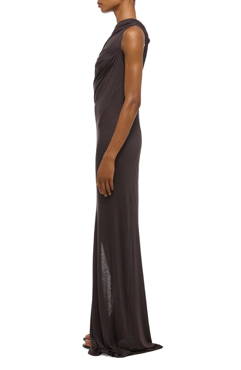 Helmut Lang Wind Ruched Jersey Maxi Dress, Alternate, color, Dark Roast